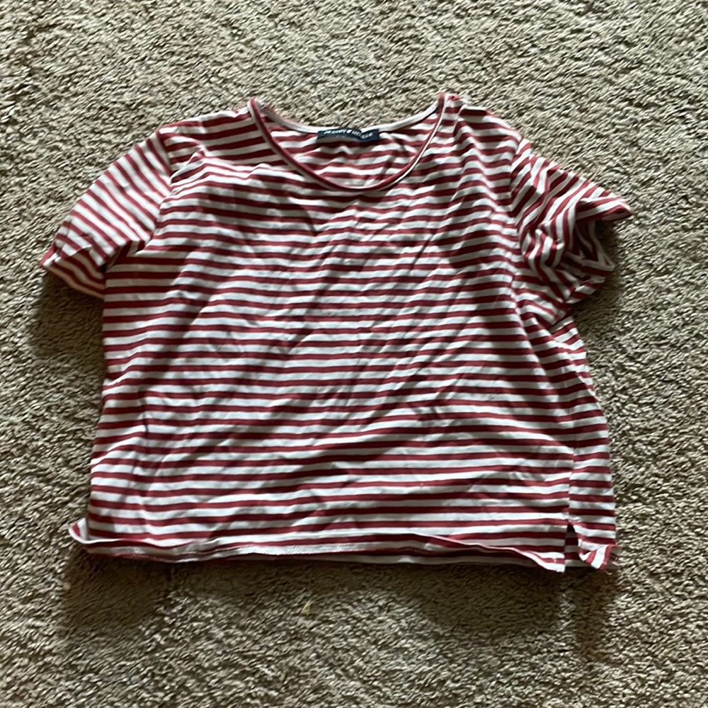Brandy Melville cropped red and white striped shirt